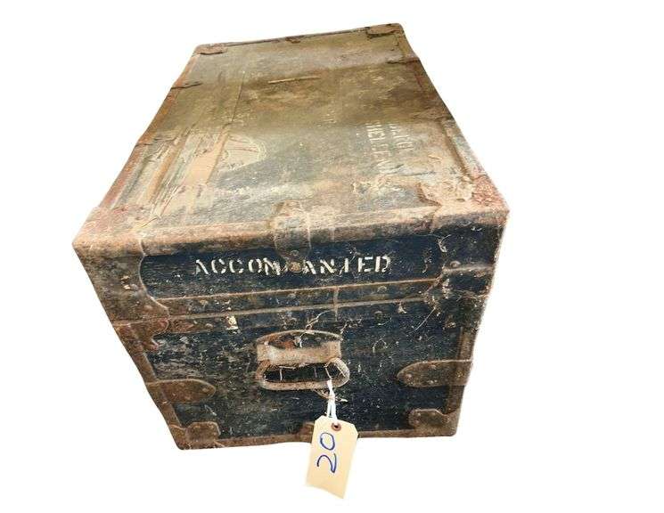 Vintage Wooden Trunk Full Of Horse Items image