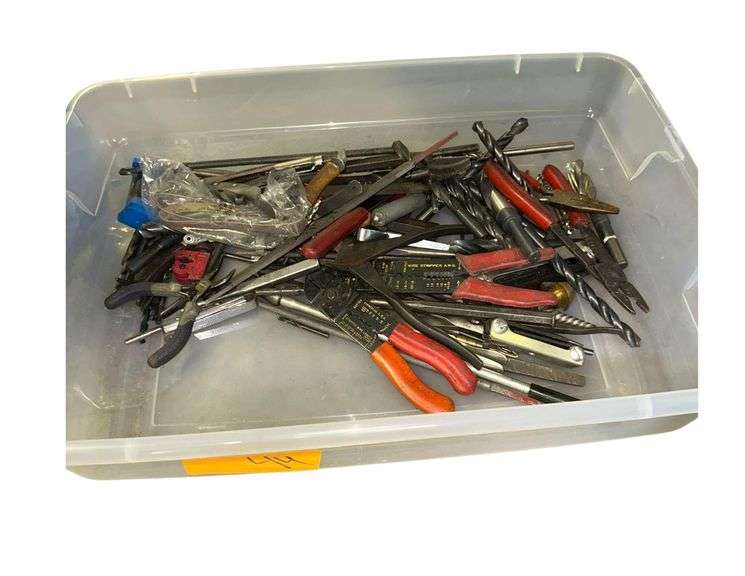 Plastic Bin Of Assorted Hand Tools image