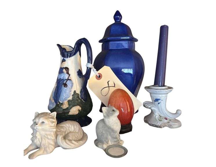 Cat Figurines, Candle Holder, Egg & Ceramic Jar image