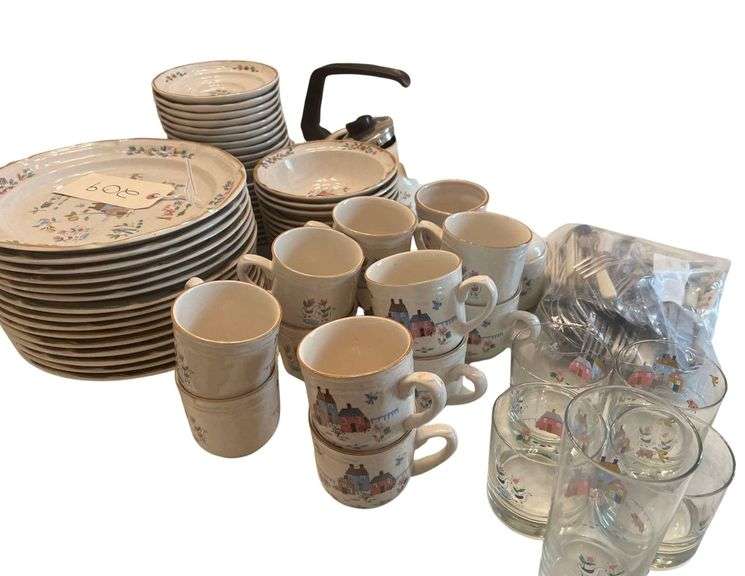 Set of 12 Inter National Stone Ware Plates Cups image