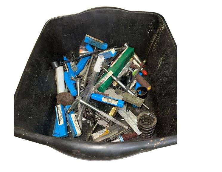 Plastic Bin Of Micro Meters - Wrenches- Gauges image