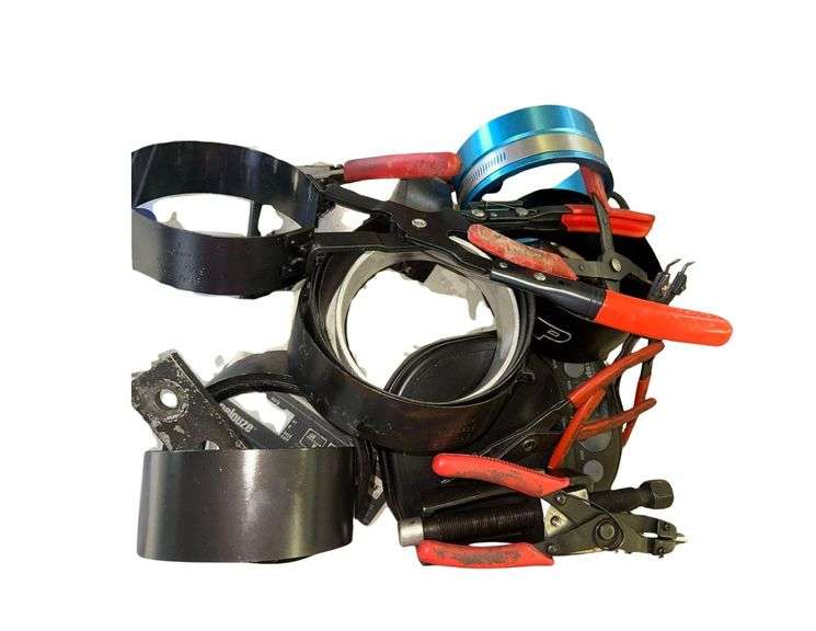 Plastic Bin Of Pliers- Oil Filter Wrenches image