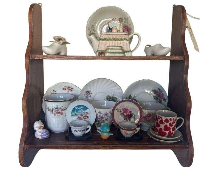 Wall Mount Rack w/ Decorative China & Ceramics image