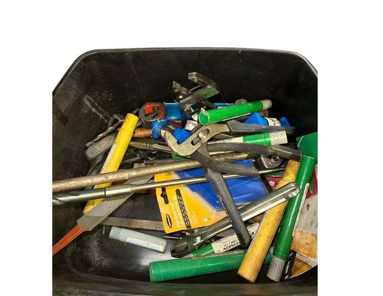 Plastic Bin Of Assorted Hand Tools image