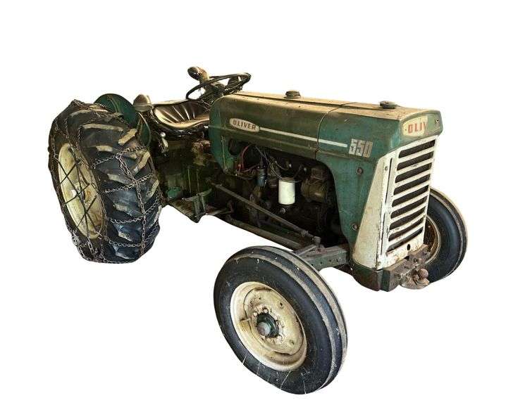 Oliver 550 Tractor 1950's-60's - Rear PTO - with 7ft Blade - Tire Chains image