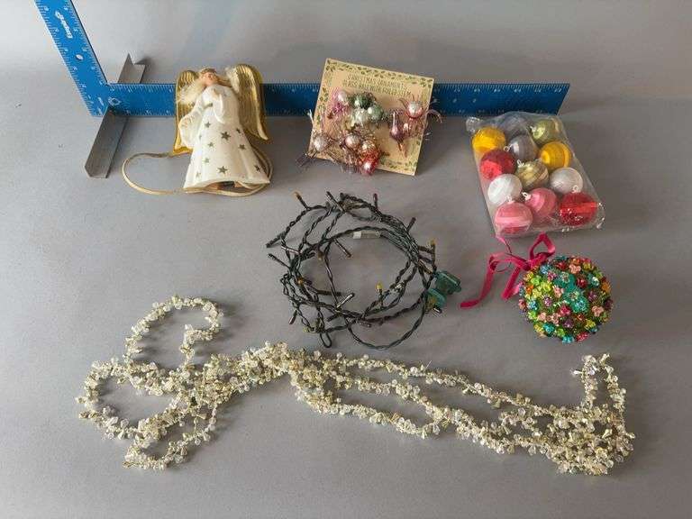 Box of vintage Christmas decor image