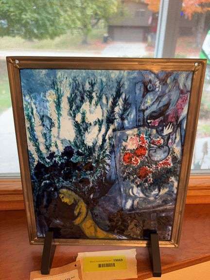 Marc Chagall stained glass “Anniversary Flowers” 9.5x11.5 image