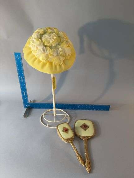 2pc dresser set with metal hat holder and hat image
