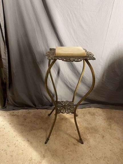 Brass and marble plant stand 13 x 13 x 31H image