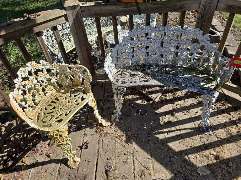 Cast iron settee and chair image