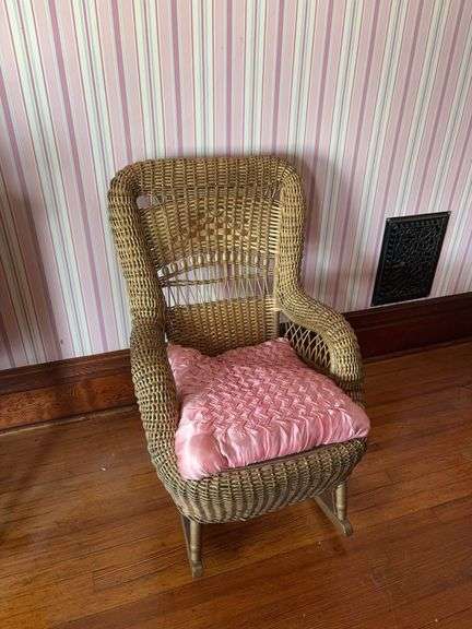Gold painted wicker rocker image