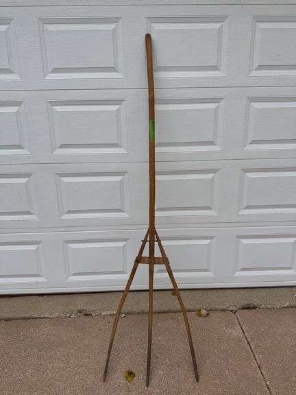 Handmade wooden 3 tine fork came from Czech. image