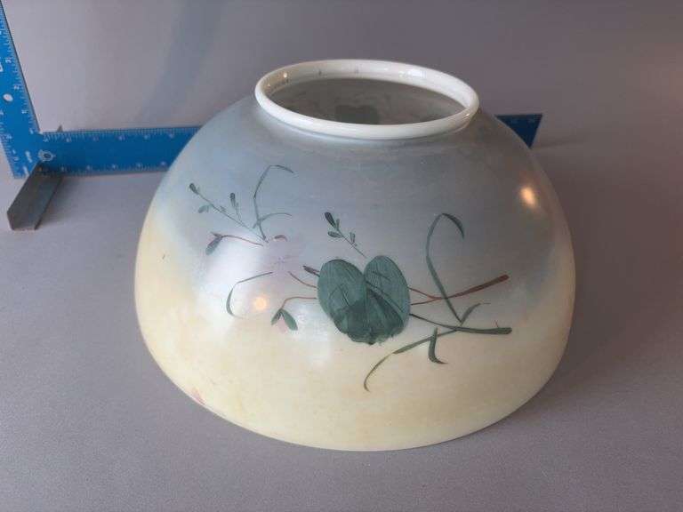 13.75 round hand painted lamp shade, 6” round chimney opening image