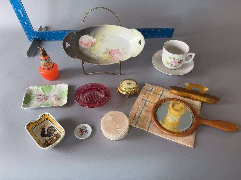 Dresser items, hand painted china, etc image