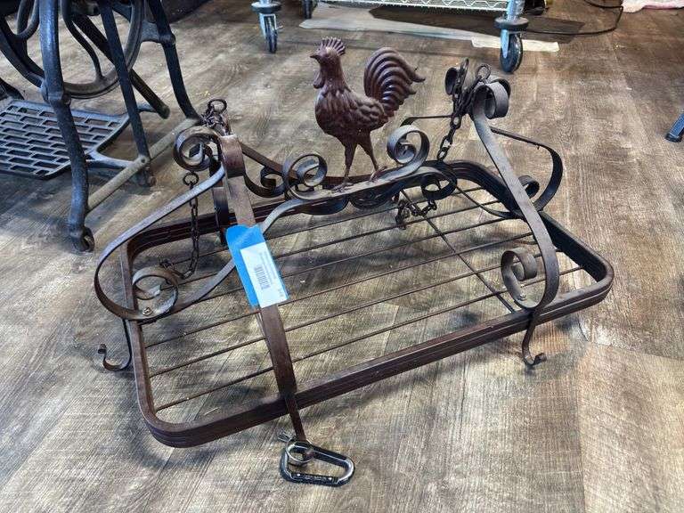 Rooster ceiling hanging pot rack image