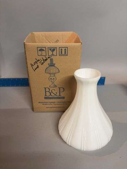 Milk glass angle lamp shade w vertical rib design image