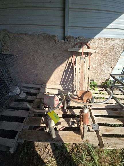 2 tricycles and runner sled