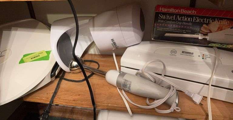 George Foreman grill, Kenmore Seal-A-saver, Hawaiian Ice shaved ice machine and Ambiano hand blender image