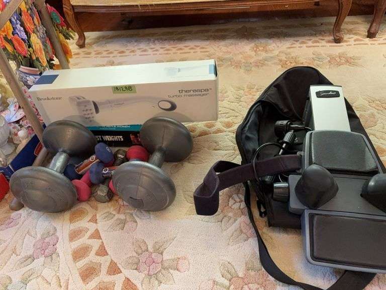 Cervical stretcher, hand weights, wrist weights and theraspa turbo massager