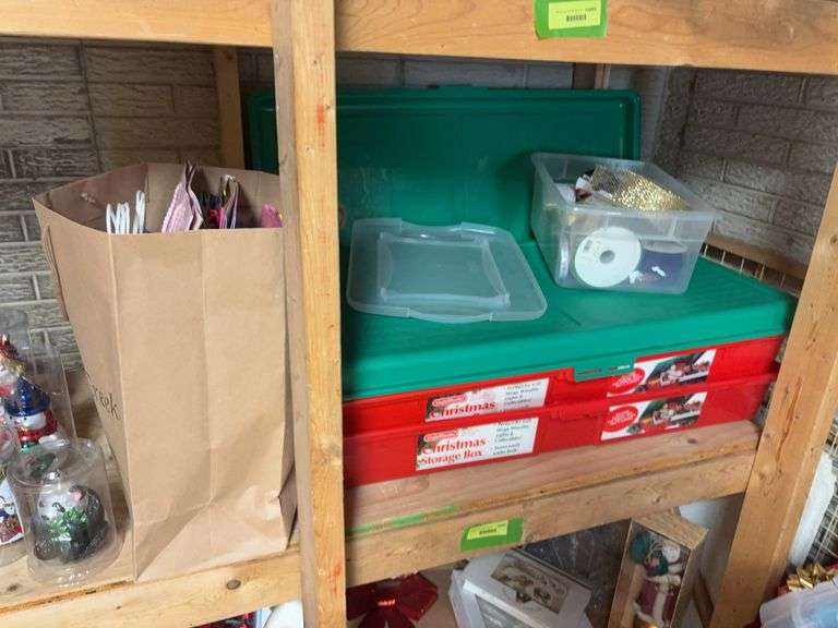 Christmas storage containers filled with wrapping paper image