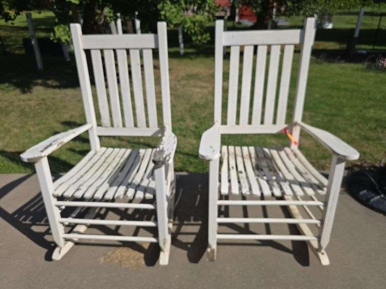 Pair of wood porch rockers image