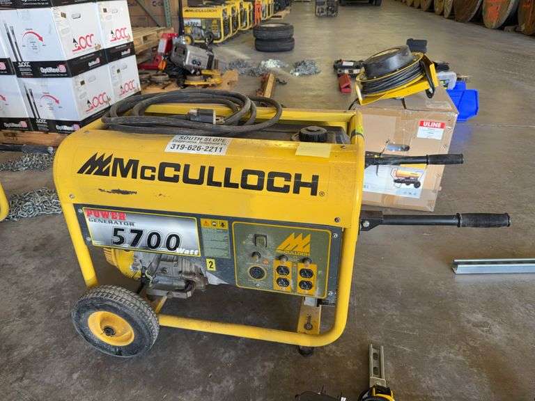 McCulloch F6000MK Portable Generator 11HP gas engine w/cord #2 runs but leaks gas
