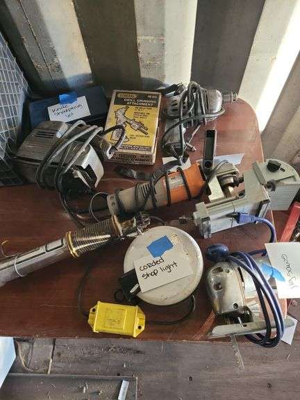 Drill, joiner, sharpener, light, jig saw