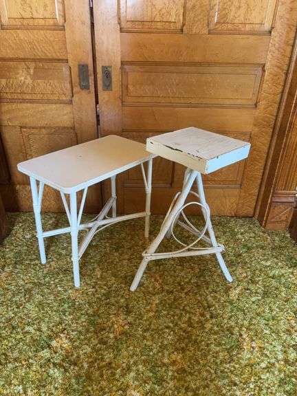 (2) three leg plant stands and table 14x25x21H image
