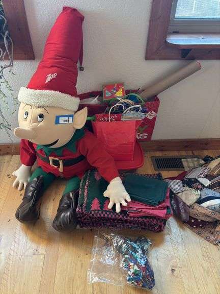 The 7-Up elf and assorted Christmas items