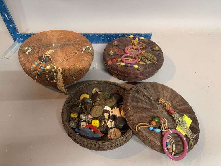 Three sewing baskets image