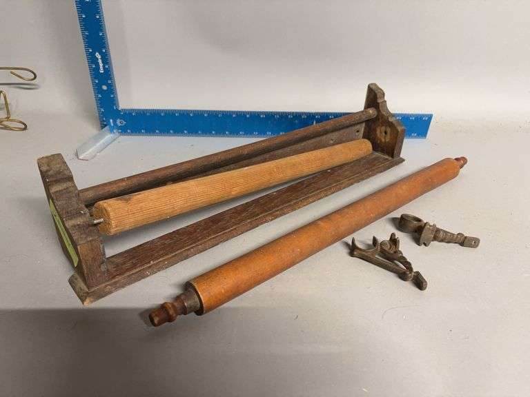 21” long wooden towel bar and extra 22” towel bar w cast iron ends image