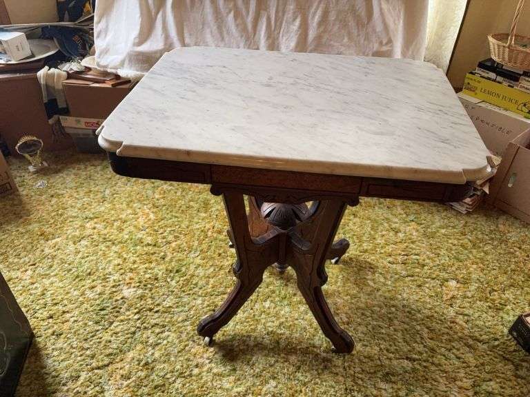 Rectangle marble top parlor table 32x30x30 image