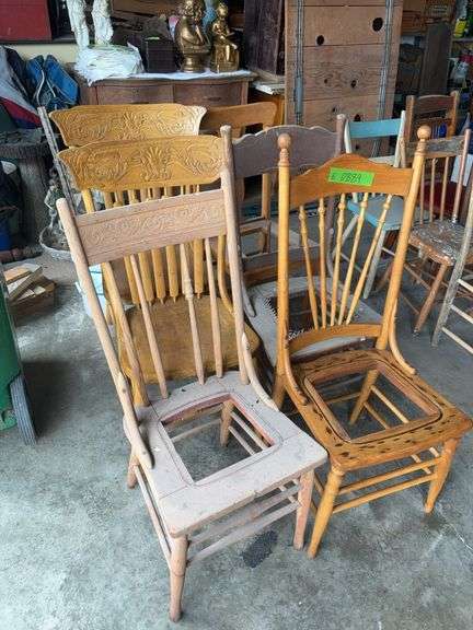 6 various project chairs-cane seat, pressed back image