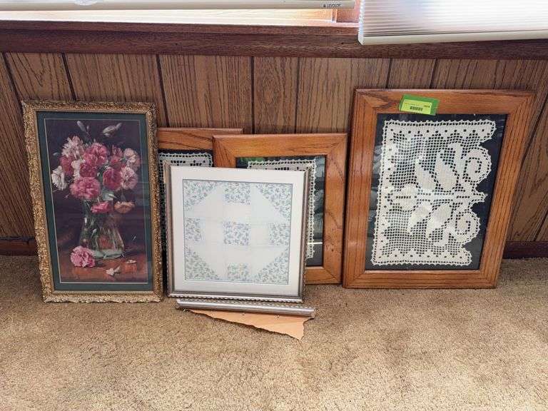 Framed doilies and a quilt square image