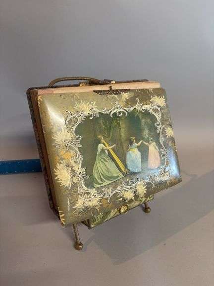 Picture album with paper pages and stand w drawer image