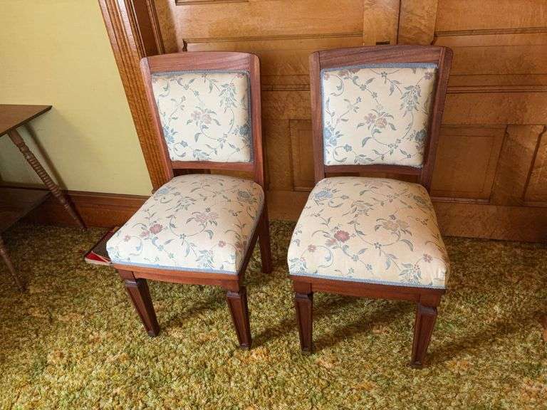 Two walnut straight chairs image