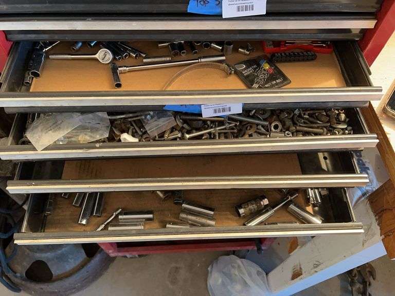 Four tool chest drawers, mostly craftsman sockets 1/4” and 3/8” drive