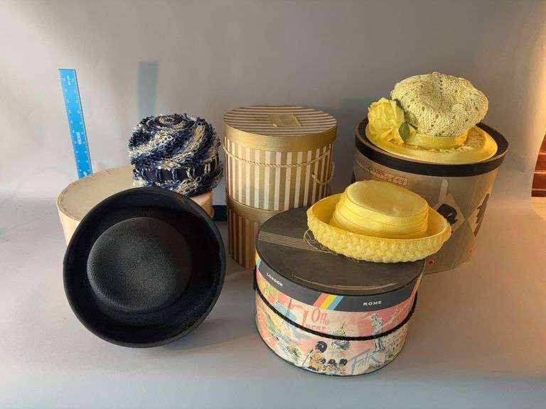 Hat boxes and hats as shown image