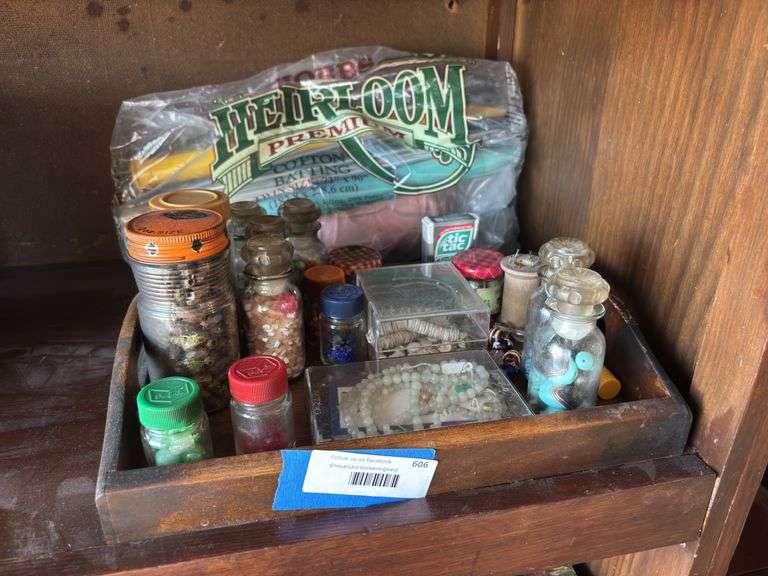 Lots of beads and some knitting items