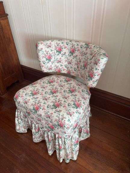 Floral upholstered bedside chair image