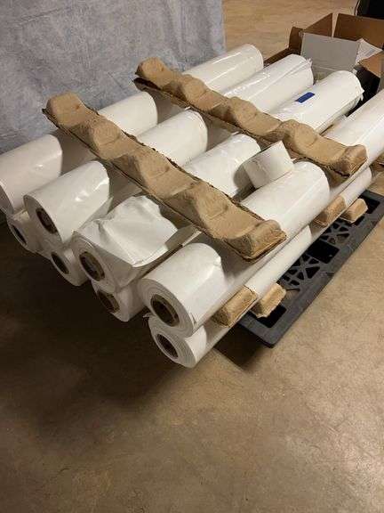 Heavy duty shrink wrap as used for boat wrapping. Eight rolls each roll 120 in wide by unknown length. image