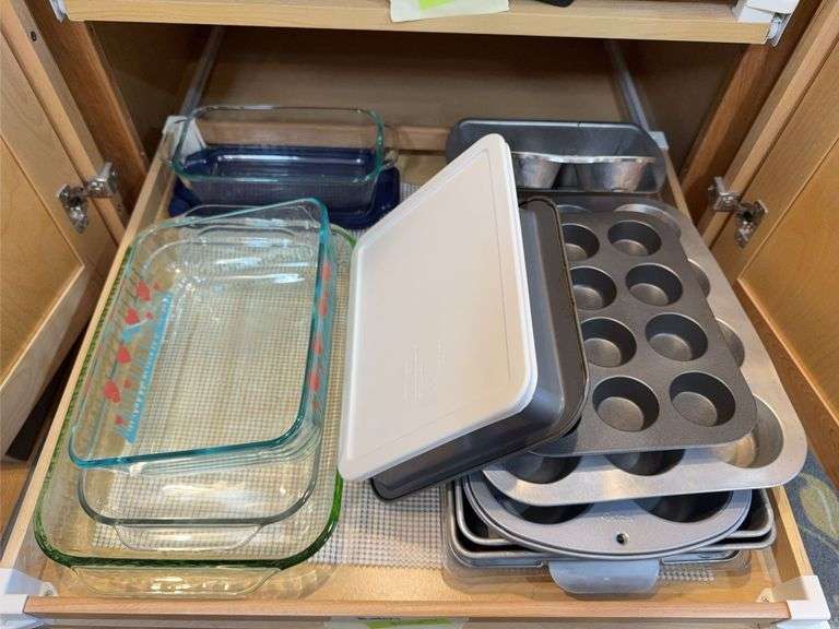 Glass and metal baking dishes and pans image