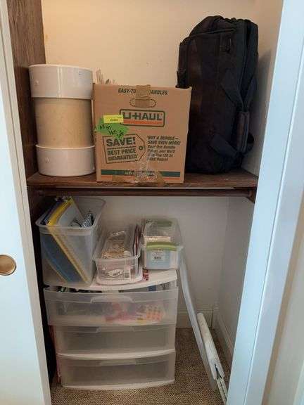 Lots of crafting supplies, duffel bag, 3 drawer storage drawer and contents image