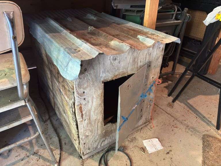 Two homemade dog houses - with pig heater