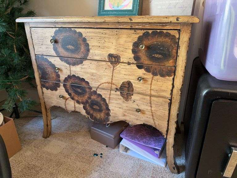 18D x 36L x 32H modern made to look distressed 3 drawer dresser image