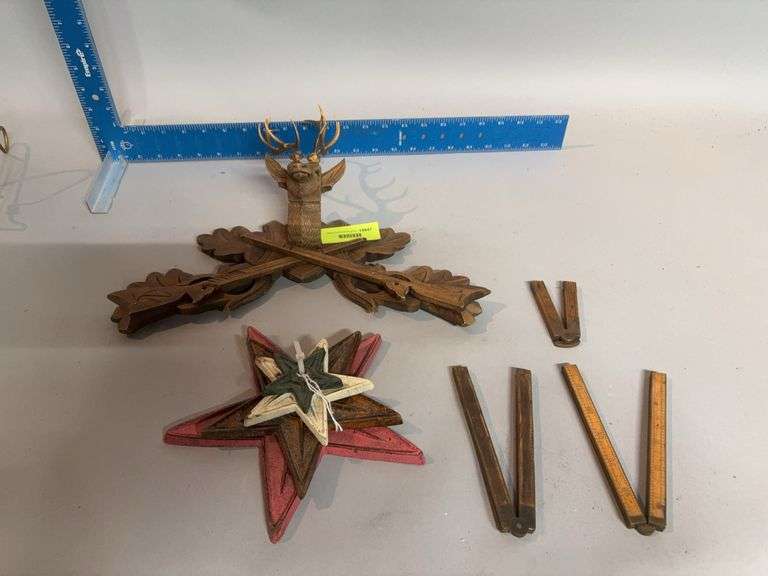 Cuckoo clock topper, cast metal stars and foldable rulers image