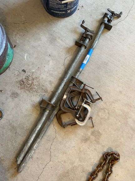 Two pipe clamps and assorted C clamps