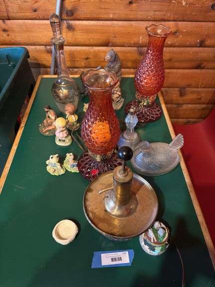 Glass hen on nest, lamps and collectibles image