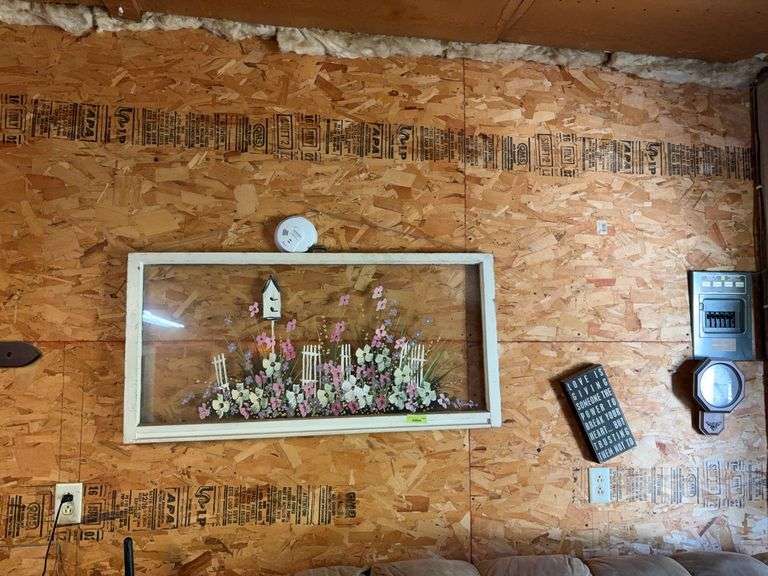 47x23 hand painted window panes, Love verse and clock image
