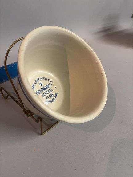 7R stoneware bowl w advertising “Compliments of Burlingames General Store Froelich Iowa” image